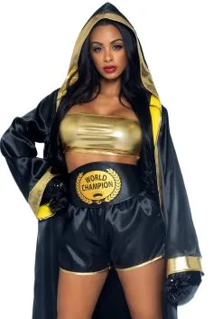 Gouden Prijs Wereldkampioen Boks Vechter Vrouw Kostuum