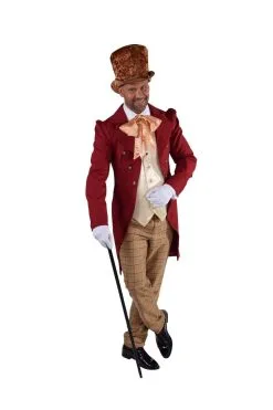 Aristocratische Victoriaanse Heer Bordeaux Rood Man Kostuum