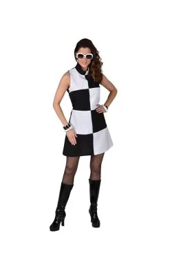 Jaren 60 Finish Vlag Mod Girl Vrouw Kostuum