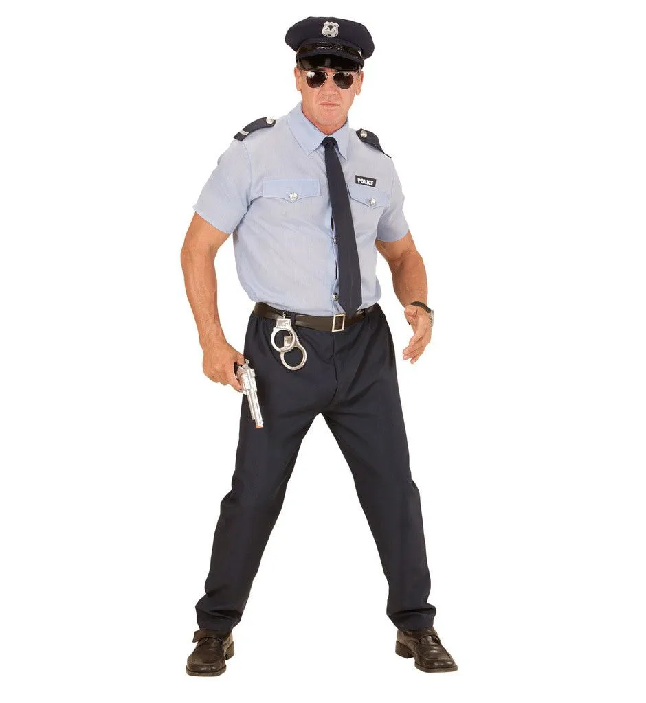 Blauw Realistische Politie Man Kostuum - Afbeelding 2