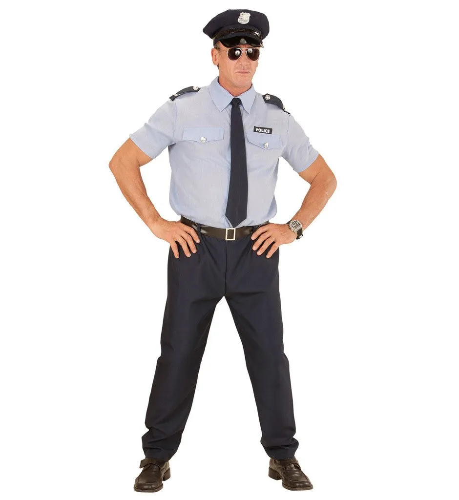 Blauw Realistische Politie Man Kostuum - Afbeelding 3